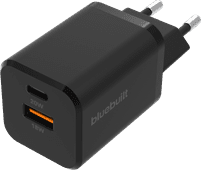 BlueBuilt Power-Delivery- und Quick-Charge-Ladegerät mit 2 USB-Anschlüssen 38 W Schwarz Apple iPhone 13 Ladegerät