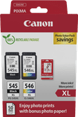 Canon PG545XL/CL546XL + Canon GP-501 Photo Paper Cartridge for the Canon PIXMA TR printers