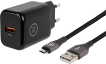 BlueBuilt Quick-Charge-Ladegerät 18 W + Micro-USB-Kabel Nylon Schwarz 1,5 m Samsung Galaxy S7 Ladegerät