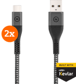 BlueBuilt USB-A-auf-USB-C-Kabel 1,5m Kevlar Schwarz Doppelpack Samsung USB-C-Kabel