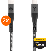 BlueBuilt USB-C-auf-USB-C-Kabel 1,5m Kevlar Schwarz Doppelpack Datenkabel