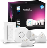 Philips Hue White and Color GU10 Starter Pack - 3 Lights + Bridge + Dimmer Smart lights starter pack