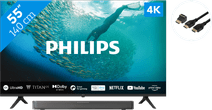 Philips 55PUS7009 + Soundbar + HDMI-Kabel Philips Fernseher-Soundbar-Set