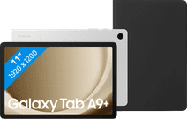 Samsung Galaxy Tab A9 Plus 11 inches 128GB WiFi Silver + BlueBuilt Book Case Black Tablet for the whole family