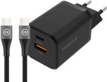 BlueBuilt Schnellladegerät mit zwei USB-Ports 38 W Schwarz + USB-C-Kabel 1,5 m BlueBuilt Ladegeräte mit Kabel