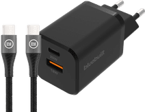 BlueBuilt Schnellladegerät mit zwei USB-Ports 38 W Schwarz + USB-C-Kabel 1,5 m BlueBuilt Ladegerät