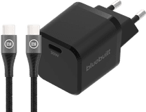 BlueBuilt Power-Delivery-Ladegerät 30 W + USB-C-Kabel 1,5 m Nylon Schwarz Apple iPhone 15 Ladegerät