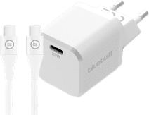 BlueBuilt Power-Delivery-Ladegerät 20 W + USB-C-Kabel 1,5 m Nylon Weiß BlueBuilt Ladegerät