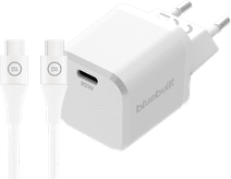 BlueBuilt Power-Delivery-Ladegerät 20 W + USB-C-Kabel 3 m Nylon Weiß Apple iPhone 15 Ladegerät