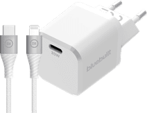 BlueBuilt Power-Delivery-Ladegerät 20 W + Lightning-Kabel 1,5 m Nylon Weiß BlueBuilt Ladegeräte mit Kabel