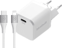 BlueBuilt Power-Delivery-Ladegerät 30 W + Lightning-Kabel 1,5 m Nylon Weiß Apple iPhone 14 Ladegerät