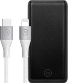 BlueBuilt Powerbank mit Schnellladefunktion 10.000 mAh + Lightning-Kabel 1,5 m Nylon Weiß Powerbank für Tablet