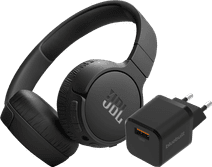JBL Tune 670NC Black + BlueBuilt Quick Charge Charger with USB-A Port 18W Black JBL on-ear headphones