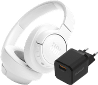 JBL Tune 720BT Weiß + BlueBuilt Quick-Charge-Ladegerät mit USB-A-Port 18 W Schwarz JBL Over-Ear-Kopfhörer