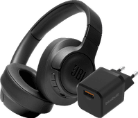 JBL Tune 760NC Schwarz + BlueBuilt Quick-Charge-Ladegerät mit USB-A-Port 18 W Schwarz JBL Over-Ear-Kopfhörer