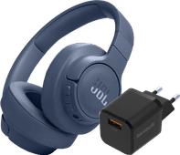 JBL Tune 770NC Blue + BlueBuilt Quick Charge Charger with USB-A Port 18W Black JBL over-ear headphones