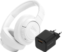 JBL Tune 770NC Weiß + BlueBuilt Quick-Charge-Ladegerät mit USB-A-Port 18 W Schwarz JBL Over-Ear-Kopfhörer