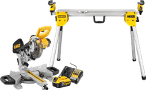 DeWalt DCS365N-XJ 5.0Ah Battery Starter Kit + DeWalt DE7033-XJ Radial arm saw with an underframe