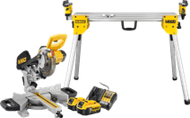 Starterset DeWalt DCS365N-XJ 5,0-Ah-Akku (2 x) + DeWalt DE7033-XJ Kappsäge mit Untergestell