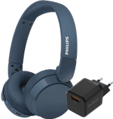 Philips TAH4209 Blue + BlueBuilt Quick Charge Charger met USB-A Port 18W Black On-ear headphones for at the office
