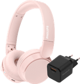 Philips TAH4209 Pink + BlueBuilt Quick Charge Charger met USB-A Port 18W Black On-ear headphones for at the office