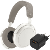 Sennheiser Momentum 4 Wireless Weiß + BlueBuilt Quick-Charge-Ladegerät mit USB-A-Port 18 W Over-Ear-Kopfhörer mit Noise Cancelling