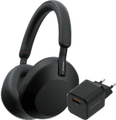 Sony WH-1000XM5 Schwarz + BlueBuilt Quick-Charge-Ladegerät mit USB-A-Port 18 W Schwarz Sony Over-Ear-Kopfhörer mit Bluetooth