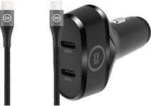 BlueBuilt Power Delivery Car Charger 45W Black + USB-C Cable 1.5 Nylon Black Car charger with multiple ports