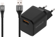 BlueBuilt Quick-Charge-Ladegerät 18 W + Micro-USB-Kabel Nylon Schwarz 1,5 m Quick-Charge-Ladegerät