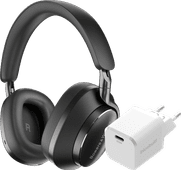 Bowers & Wilkins Px8 Schwarz + BlueBuilt Power-Delivery-Ladegerät mit USB-C-Port 20 W Weiß Over-Ear-Kopfhörer mit Noise Cancelling