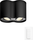 Philips Hue Pillar Mounted Spot Light White Ambiance - Black - 2-spot + Dimmer Philips Hue GU10 White