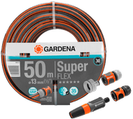 GARDENA Premium SuperFLEX Garden Hose 1/2 inches 50m + GARDENA Starter Set Regular garden hose