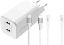 BlueBuilt Power Delivery Charger 65W + Lightning and USB-C Cable 1.5m Nylon White BlueBuilt chargers with cable