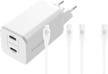 BlueBuilt Power Delivery and Quick Charge Charger 65W + USB-C Nylon White 1.5m BlueBuilt chargers with cable