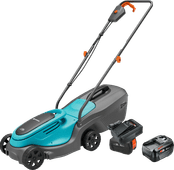 Gardena PowerMax 30/18V P4A Set + Bosch Starterset 18V 4,0 Ah Akku-Rasenmäher