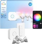 Philips Hue Essential White & Color Starterset GU10 3er-Pack + Bridge + Dimmer Philips Hue White and Color Starterpaket