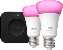 Philips Hue White & Color Starterset E27 1.100 lm Doppelpack + Bridge Pro Philips Hue White and Color Starterpaket