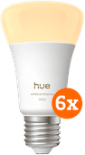 Philips Hue White Ambiance E27 1.100 lm 6er-Pack Philips Hue einzeln erhältliche Smart-Lampe
