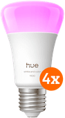 Philips Hue White & Color E27 1.100 lm 4er-Pack Philips Hue einzeln erhältliche Smart-Lampe