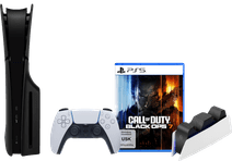 PlayStation 5 Slim mit Laufwerk + Call of Duty: Black Ops 7 + Cover Schwarz + Ladestation 