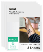Cricut Printable Sheets for Temporary Tattoos A4 21x29.7cm (3 sheets) Material for Cricut Maker cutting machine