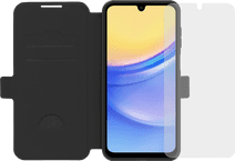 BlueBuilt Samsung Galaxy A16 4G/5G Book Case Schwarz + Panzerglas Hülle zum Falten