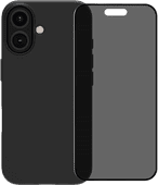 BlueBuilt Backcover iPhone 16 Schwarz + Panzerglas mit Blickschutzfilter BlueBuilt Hülle für iPhone