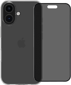 BlueBuilt Backcover iPhone 16 Transparent + Panzerglas mit Blickschutzfilter BlueBuilt Hülle für iPhone