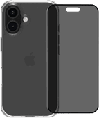 BlueBuilt Protective Backcover iPhone 16 Transparent + Blickschutz Panzerglas BlueBuilt Hülle für iPhone