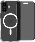 BlueBuilt Protective Cover mit MagSafe iPhone 16 Transparent + Privacy Displayschutz BlueBuilt Hülle für iPhone