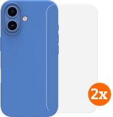 BlueBuilt Back Cover iPhone 16 Blue + Screen Protector Glass Duo Pack BlueBuilt case for iPhone
