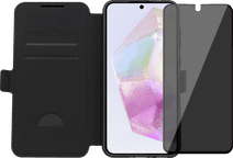 BlueBuilt Samsung Galaxy A36 Book Case Schwarz + Panzerglas mit Blickschutzfilter BlueBuilt Handyhülle