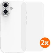 BlueBuilt Backcover iPhone 16 Weiß + Panzerglas Doppelpack BlueBuilt Hülle für iPhone