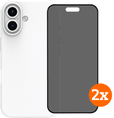 BlueBuilt Backcover iPhone 16 Weiß + Panzerglas mit Blickschutzfilter Doppelpack BlueBuilt Hülle für iPhone